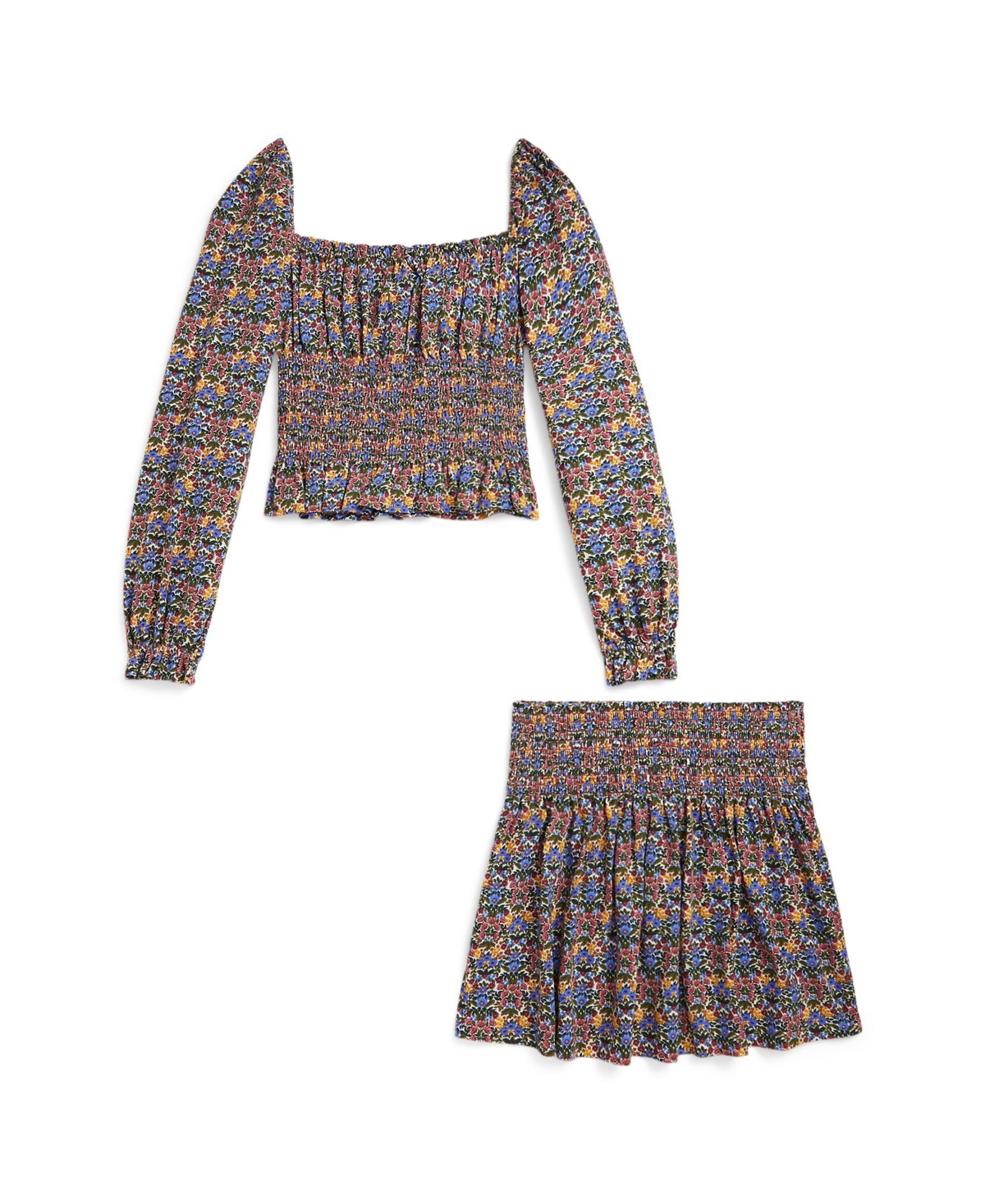 Polo Ralph Lauren Girls 7-16 2-pc. Floral Smocked Top And Skirt Set In Multi