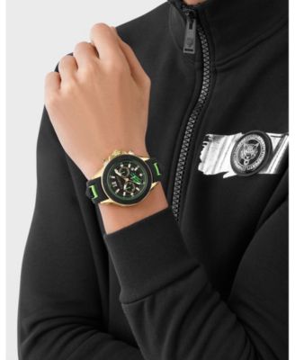 Men's Warrior Tech Chronograph Date Quartz Green Silicone Strap Watch, 47.5mm