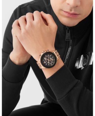 Men's Warrior Tech Chronograph Date Quartz IP Rose Gold Bracelet Watch, 47.5mm