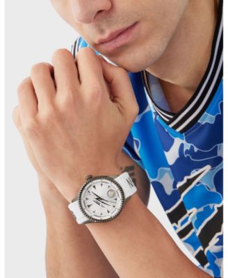 Men's Lineman 3 Hand Quartz White Silicone Strap Watch, 45mm