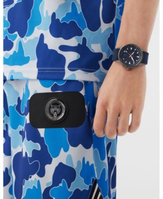 Men's Lineman 3 Hand Quartz Blue Silicone Strap Watch, 45mm