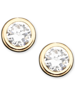 image of Children-s 14k Gold Cubic Zirconia Bezel Earring
