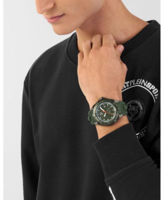 Men's Urban Pulse 3 Hand Date Quartz Green Silicone Strap Watch, 47MM