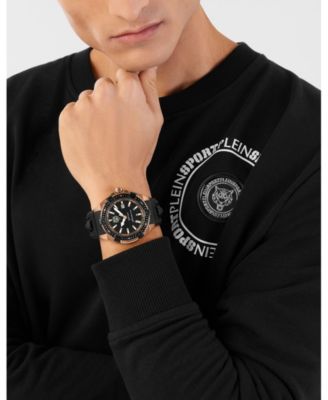 Men's Urban Pulse 3 Hand Date Quartz Black Silicone Strap Watch, 47mm