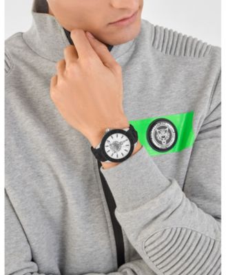  Men's City Rush 3 Hand Date Quartz Black Silicone Strap Watch, 45mm