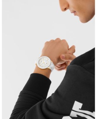 Men's City Rush 3 Hand Date Quartz White Silicone Strap Watch, 45mm