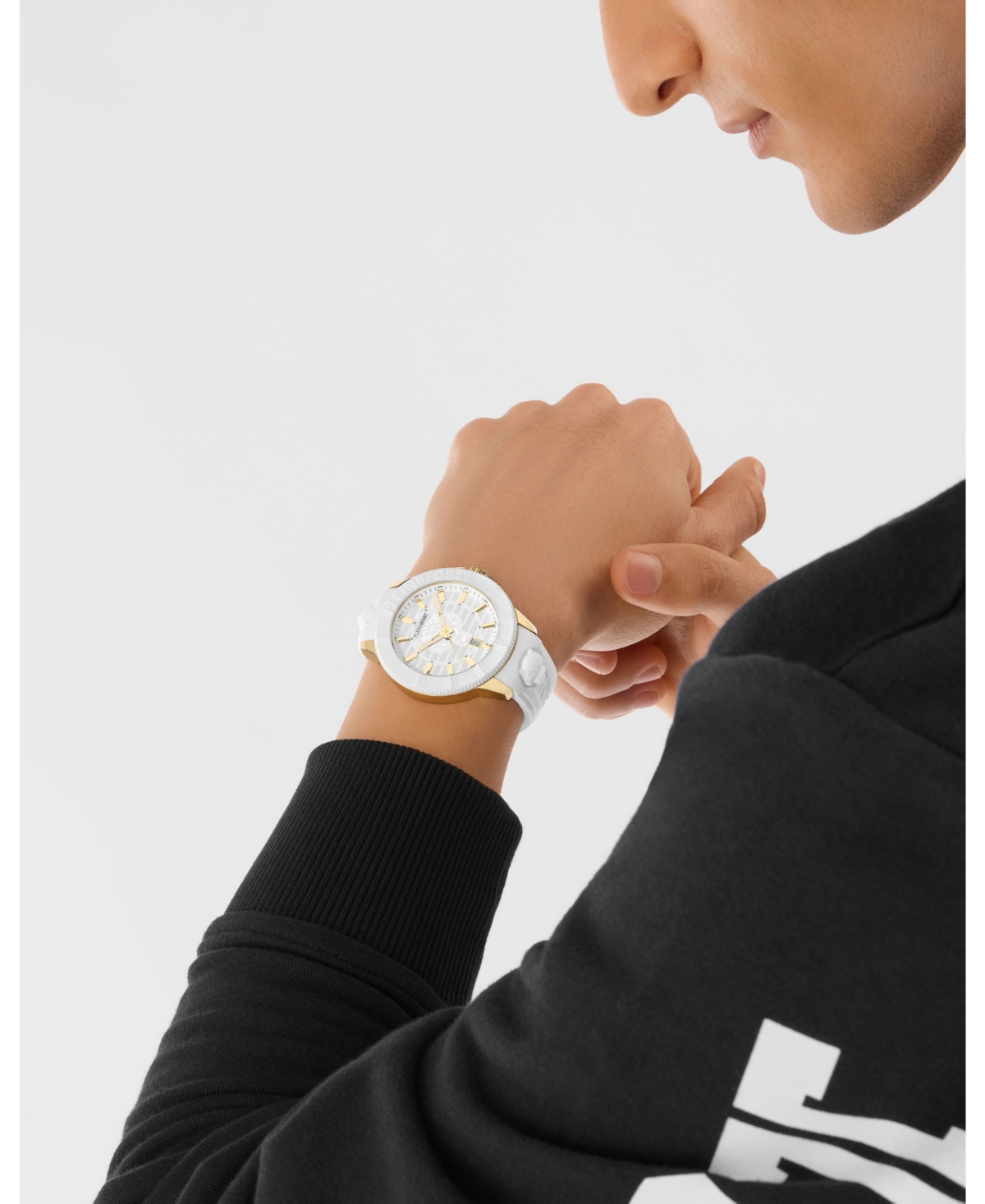 Plein Sport Mens City Rush 3 Hand Date Quartz White Silicone Strap 45MM