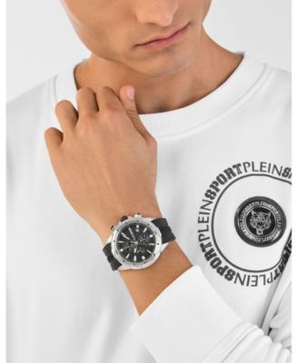 Men's Impact Chronograph Date Quartz Black Silicone Strap Watch, 46mm