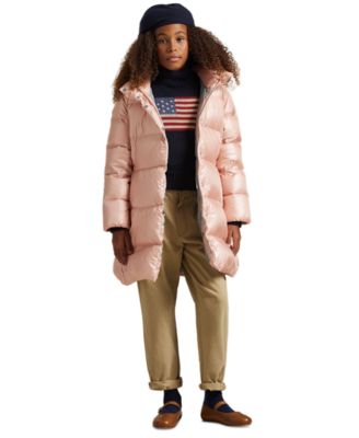 Girls' 7-16 Metallic Hooded Long Sleeves Jacket