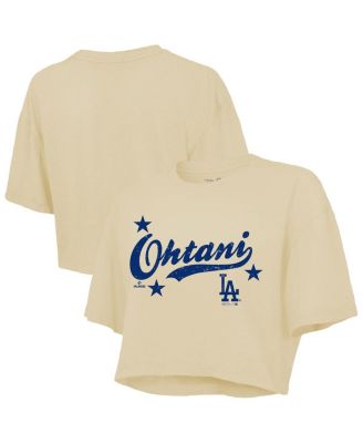 Majestic - Women's Shohei Ohtani Cream Los Angeles Dodgers Boxy Crop Top