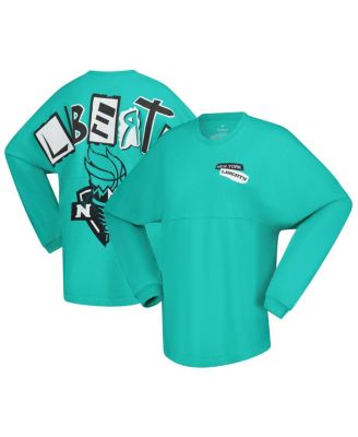 Spirit Jersey - Women's Mint New York Liberty Patches Oversized Long Sleeve T-Shirt