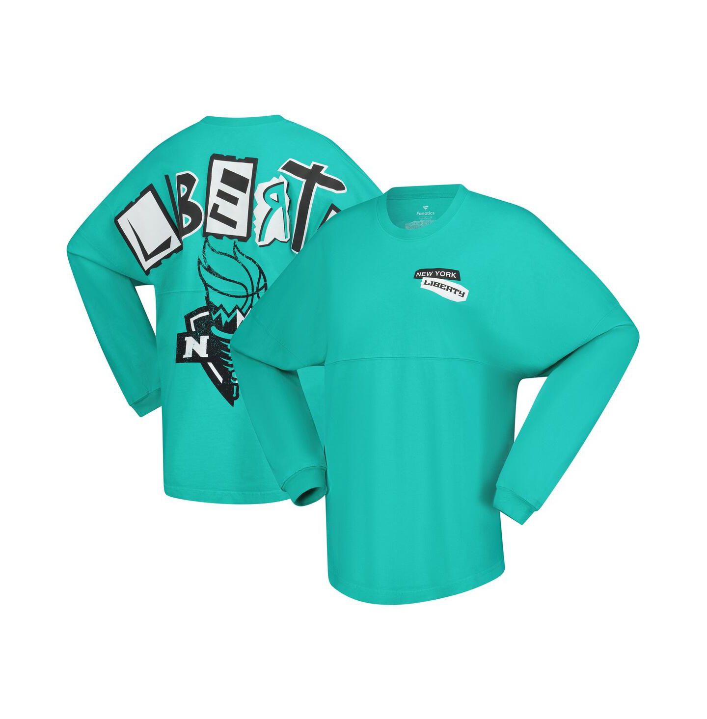 Женская футболка Spirit Jersey Mint New York Liberty Patches Oversized Long Sleeve — фото 1