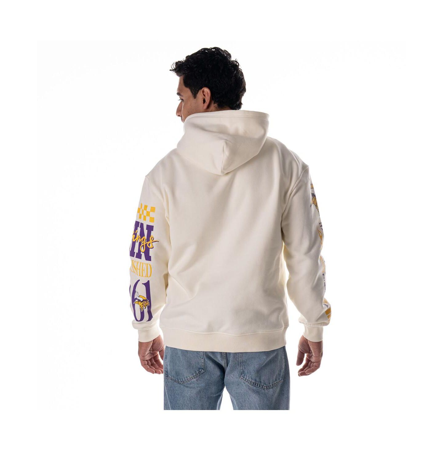 Худи The Wild Collective Cream Minnesota Vikings Stacked Graphic Sleeve Fleece — фото 5