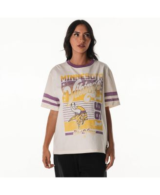 Women's Cream Minnesota Vikings Vintage Drop Shoulder Oversized Boyfriend T-Shirt