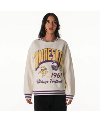 Women's Cream Minnesota Vikings Oversized Vintage French Terry Sweatshirt