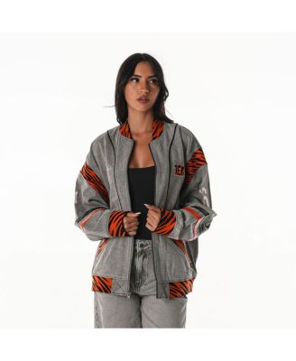 The Wild Collective - Men's and Women's Gray Cincinnati Bengals Oversized Retro Full-Zip Jacket