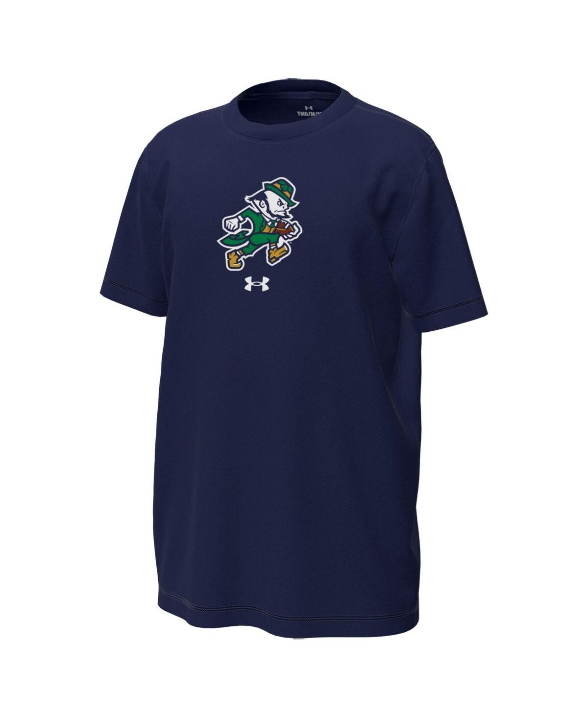 Under Armour Big Boys And Girls Navy Notre Dame Fighting Irish Leprechaun Tech Stretch T-shirt In Blue