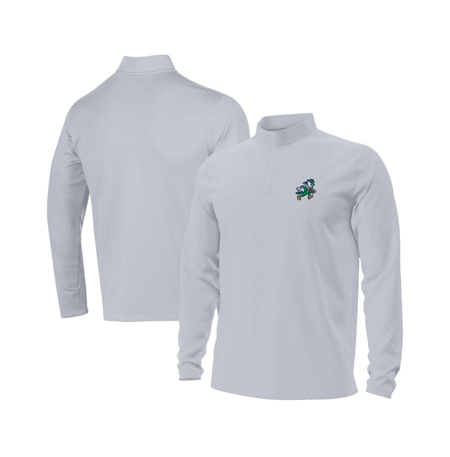 Мужская куртка Under Armour Gray Notre Dame Fighting Irish Sporting Leprechaun Motion Quarter-Zip — фото 1
