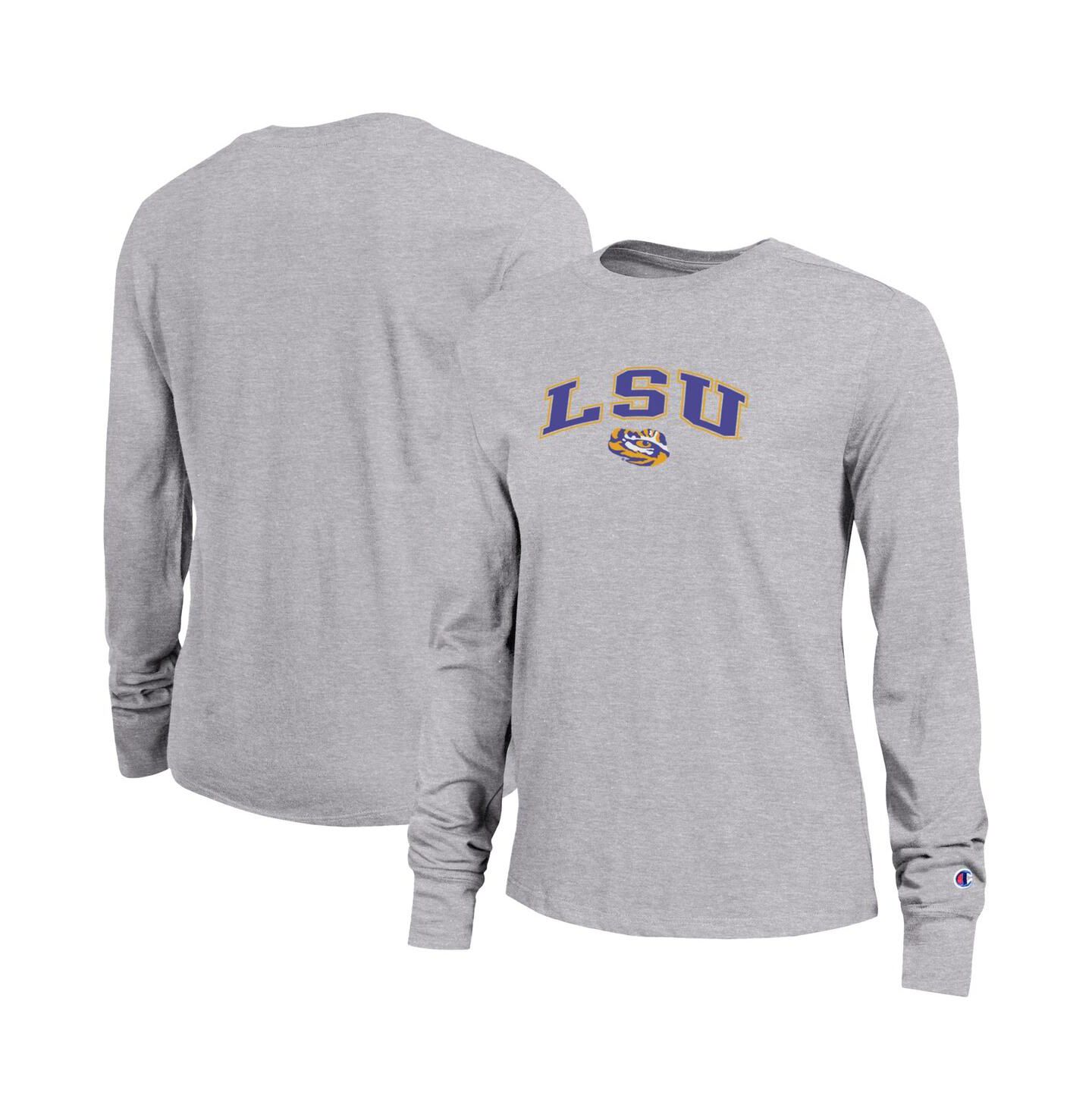 Женская футболка Champion Gray LSU Tigers Arch Over Logo Long Sleeve — фото 1
