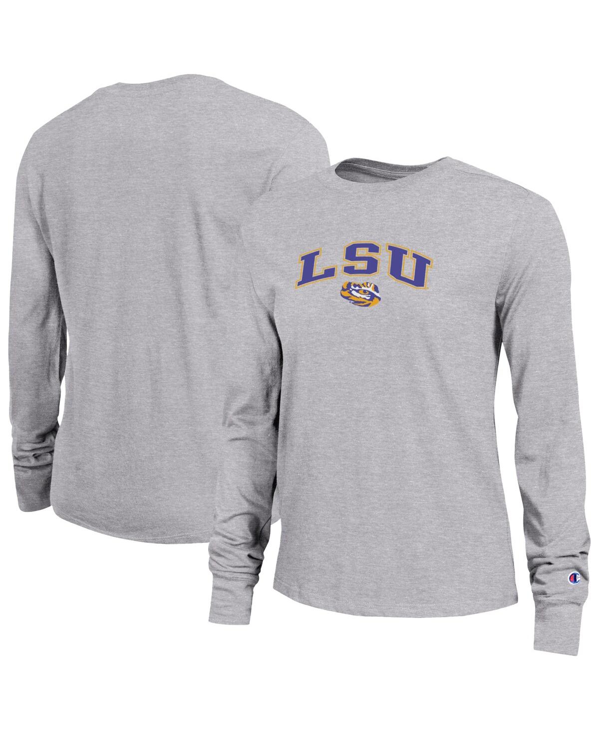 Champion Women's Gray Lsu Tigers Arch Over Logo Long Sleeve T-shirt In Gray