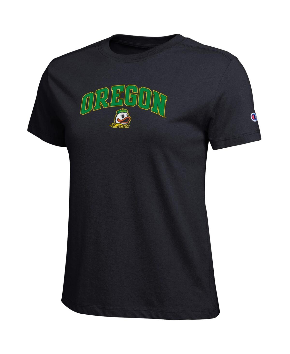 Champion Women's Black Oregon Ducks Arched Over Logo T-shirt In Black