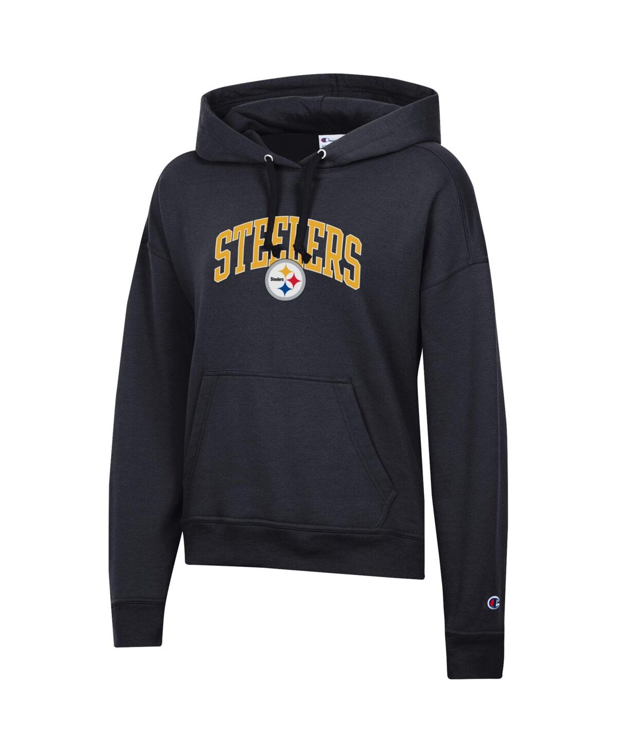 Champion Women's Black Pittsburgh Steelers Powerblend Hoodie In Black