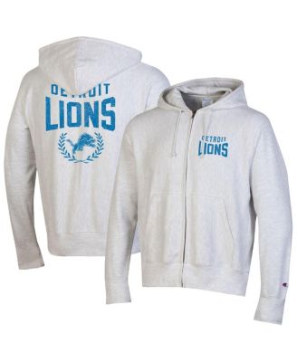 Champion - Men's Heather Gray Detroit Lions Reverse Weave Full-Zip Hoodie
