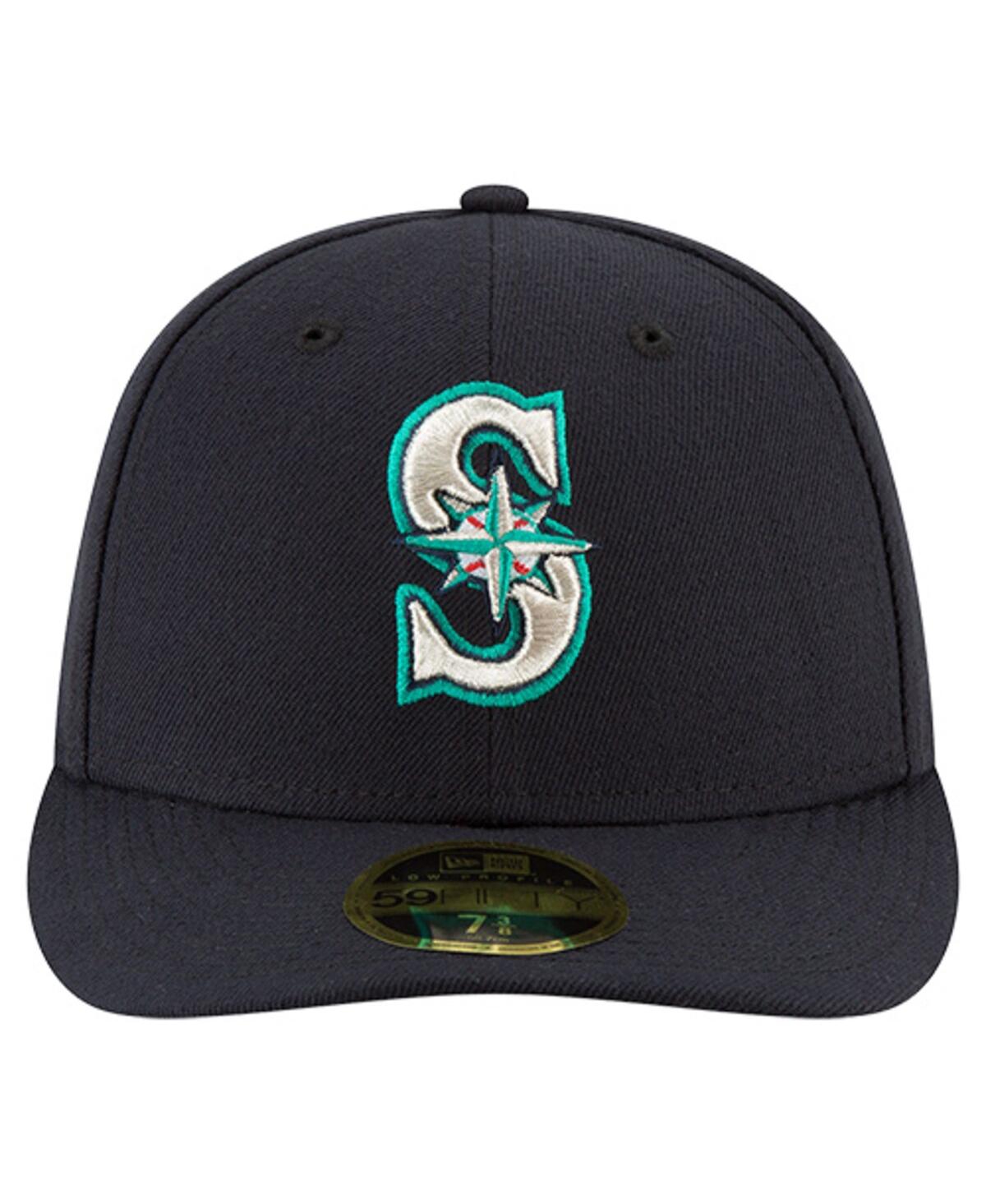 New Era Men's Navy Seattle Mariners Number Retirement Low Profile 59fifty Fitted Hat In Black