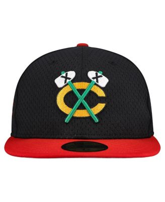 Men's Black/Red Chicago Blackhawks Mesh Crown Two-Tone 59FIFTY Fitted Hat