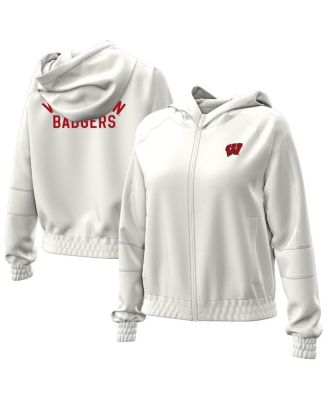 Under Armour - Women's Natural Wisconsin Badgers Gameday Rival Fleece Full-Zip Cropped Hoodie