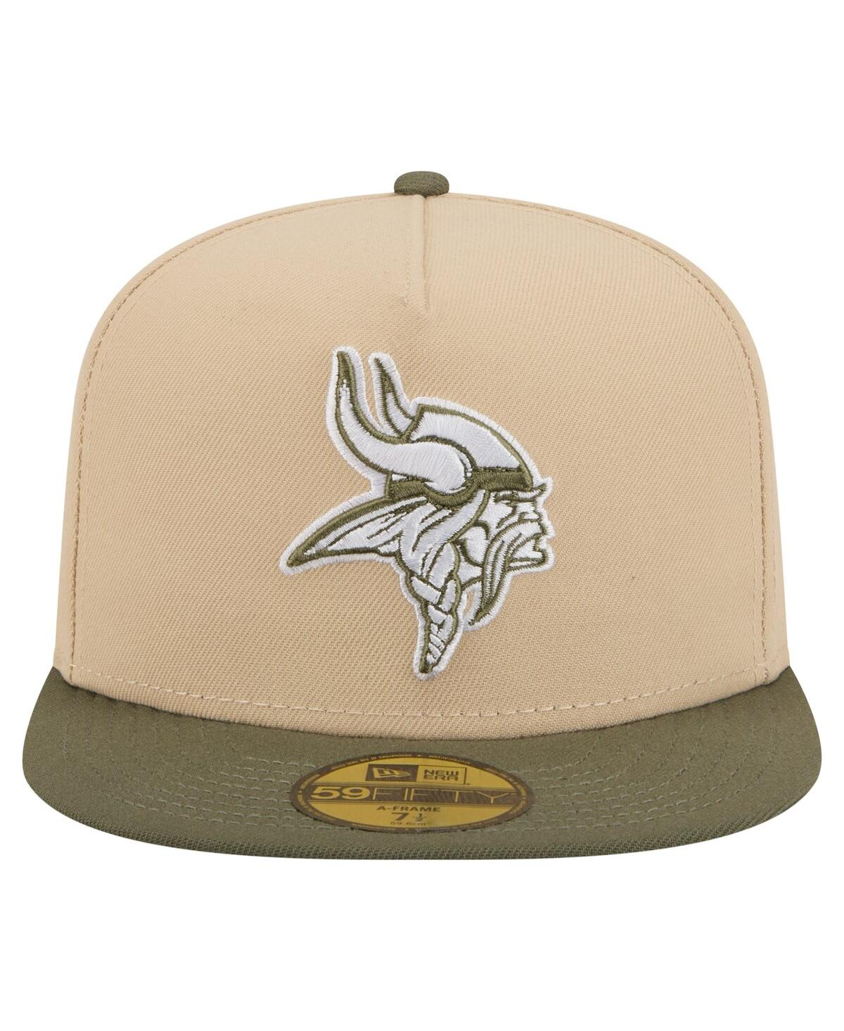 New Era Men's Light Beige/olive Minnesota Vikings Color Pack A-frame 59fifty Fitted Hat In Multi