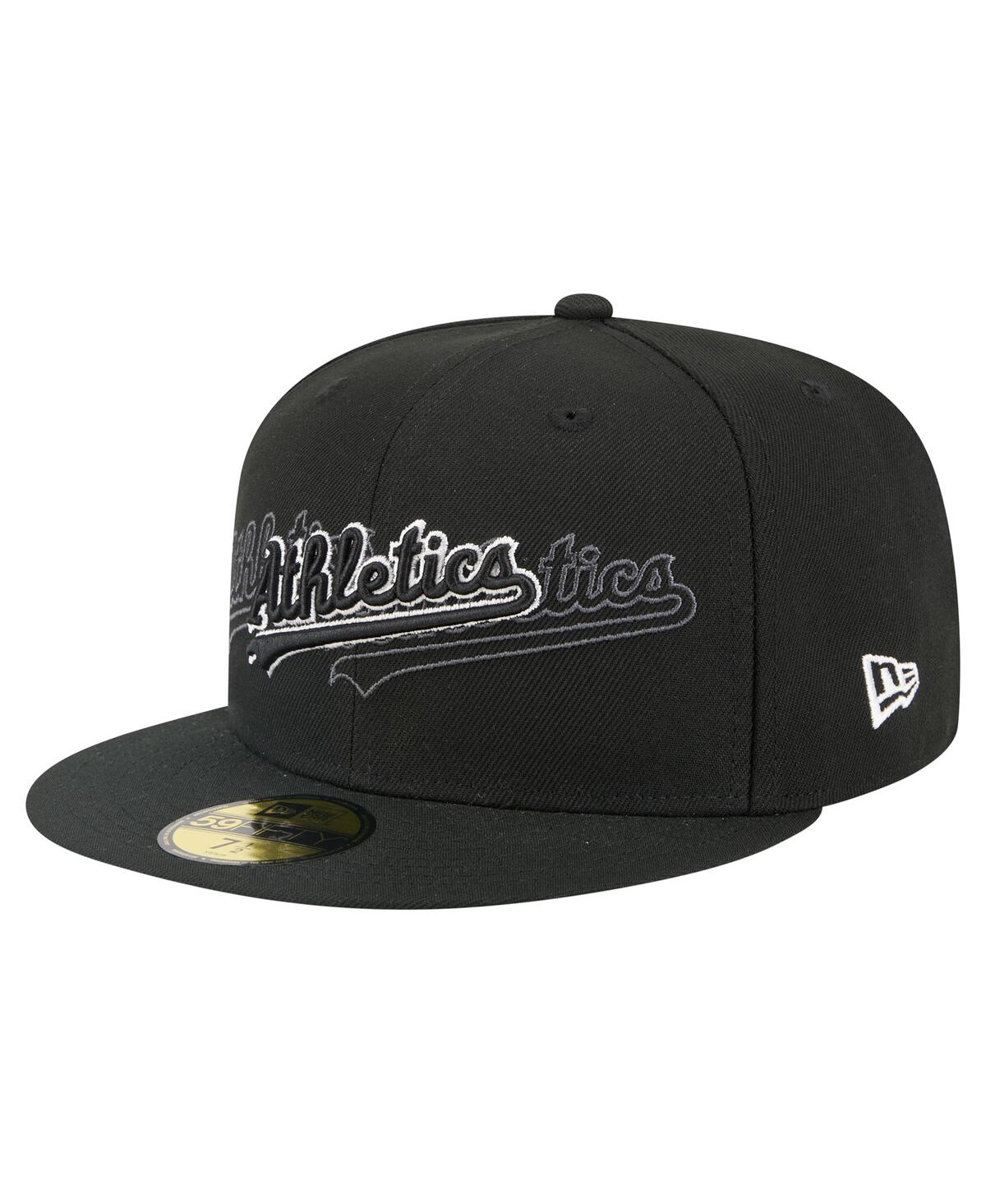 New Era Men's Black Athletics Tri-hit 59fifty Fitted Hat In Black