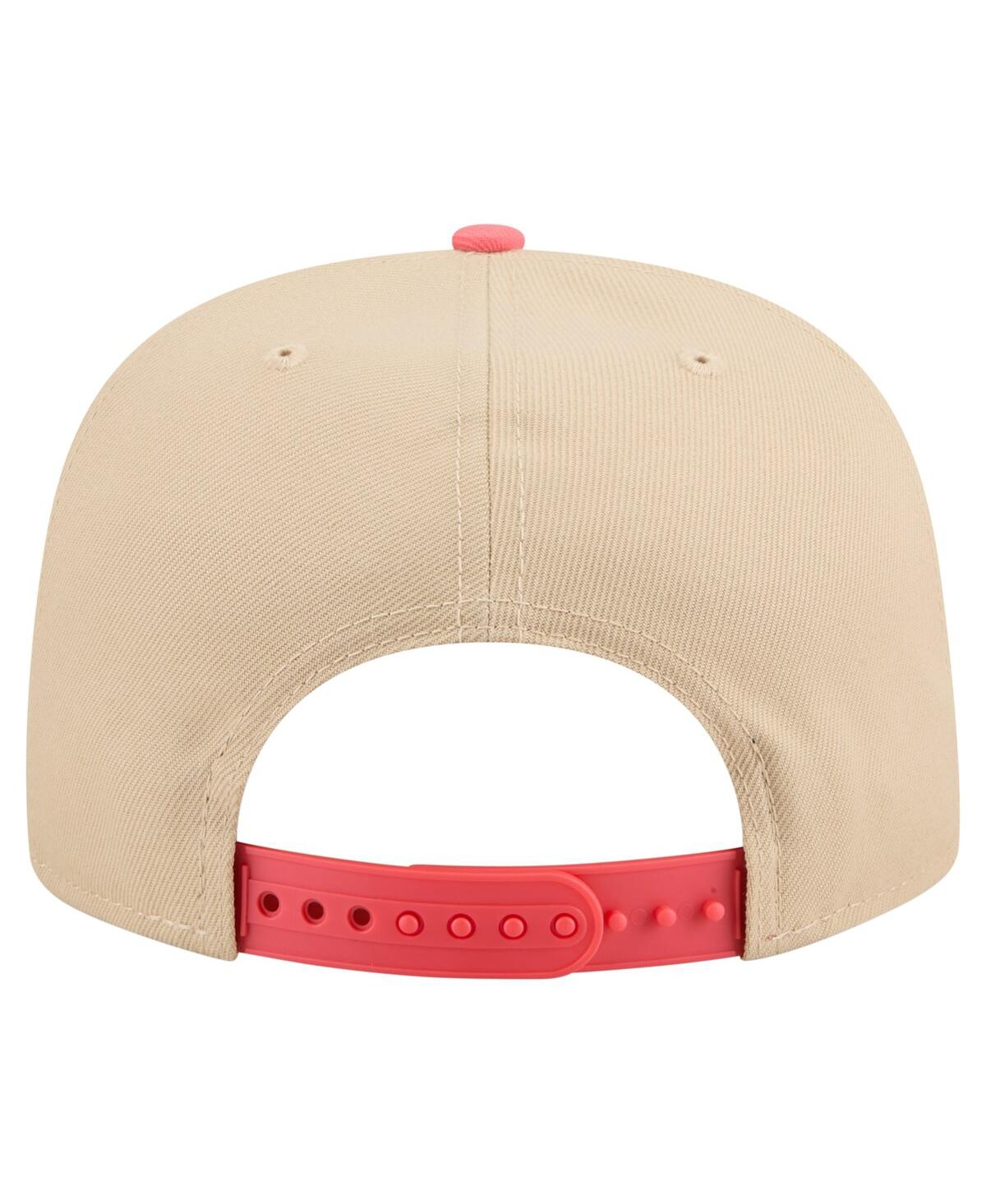New Era Men's Light Beige/coral Boston Red Sox Color Pack A-frame 9fifty Snapback Hat In Brown