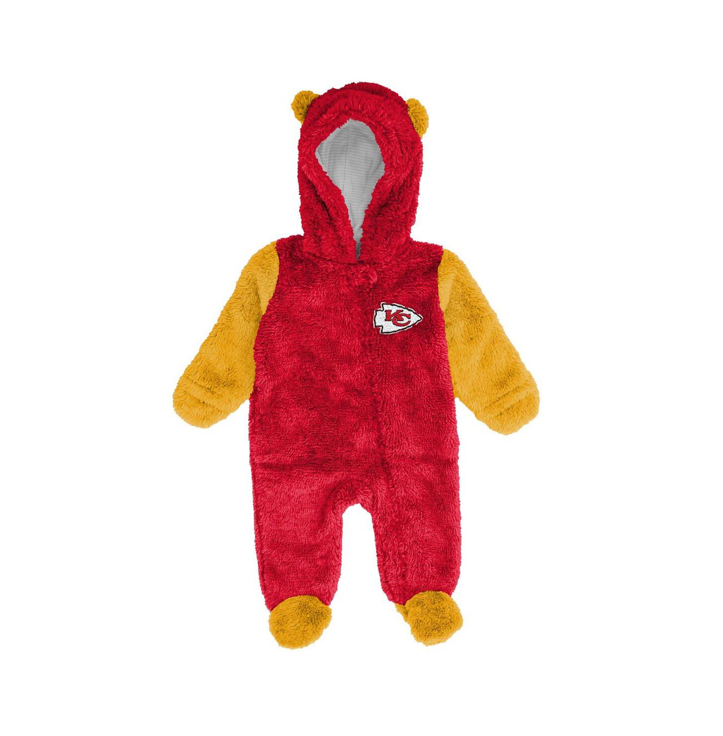 Outerstuff Baby Boys and Girls Red Kansas City Chiefs Stay Napping Fleece Bunting Full-Zip Sleeper — фото 3