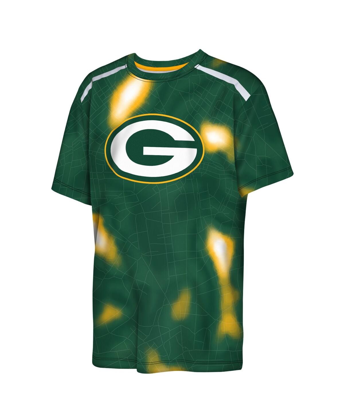 Outerstuff Big Boys And Girls Green Bay Packers End Zone Dri-tek T-shirt In Green