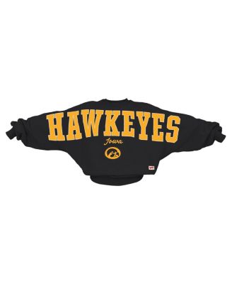 Pressbox - Women's Black Iowa Hawkeyes Flannigan Oversized Dolman Pullover Sweatshirt
