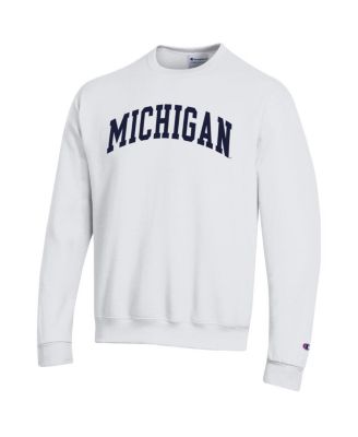 Men's White Michigan Wolverines Basic Arch Fleece Pullover Sweatshirt