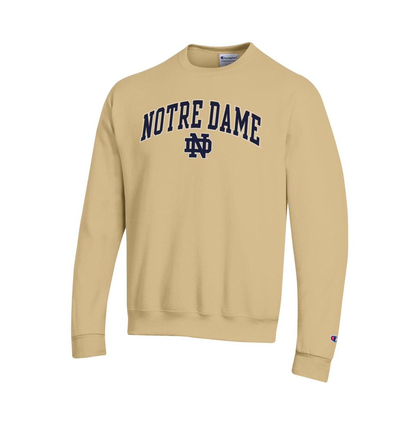 Мужской свитшот Champion Navy Notre Dame Fighting Irish Arch Over Logo Pullover, цвет: Золотой — фото 3