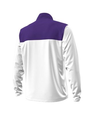 Men's White/Purple Northwestern Wildcats Green Blocked Quarter-Zip Pullover Hoodie