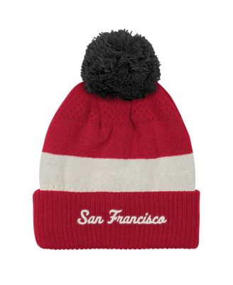 Big Boys and Girls Scarlet San Francisco 49ers Modern Fan Cuffed with Pom Knit Hat