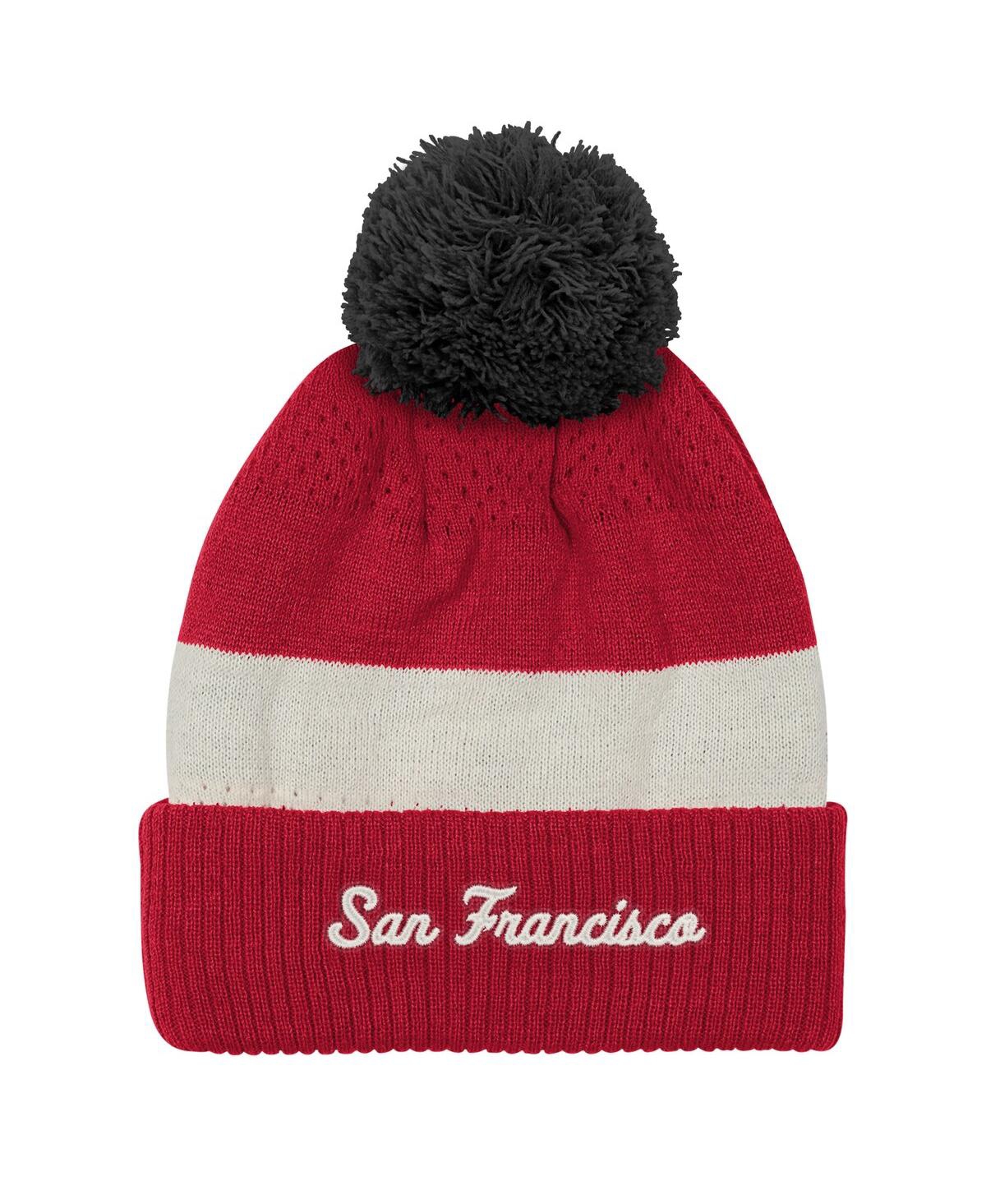 Outerstuff Big Boys And Girls Scarlet San Francisco 49ers Modern Fan Cuffed With Pom Knit Hat In Red