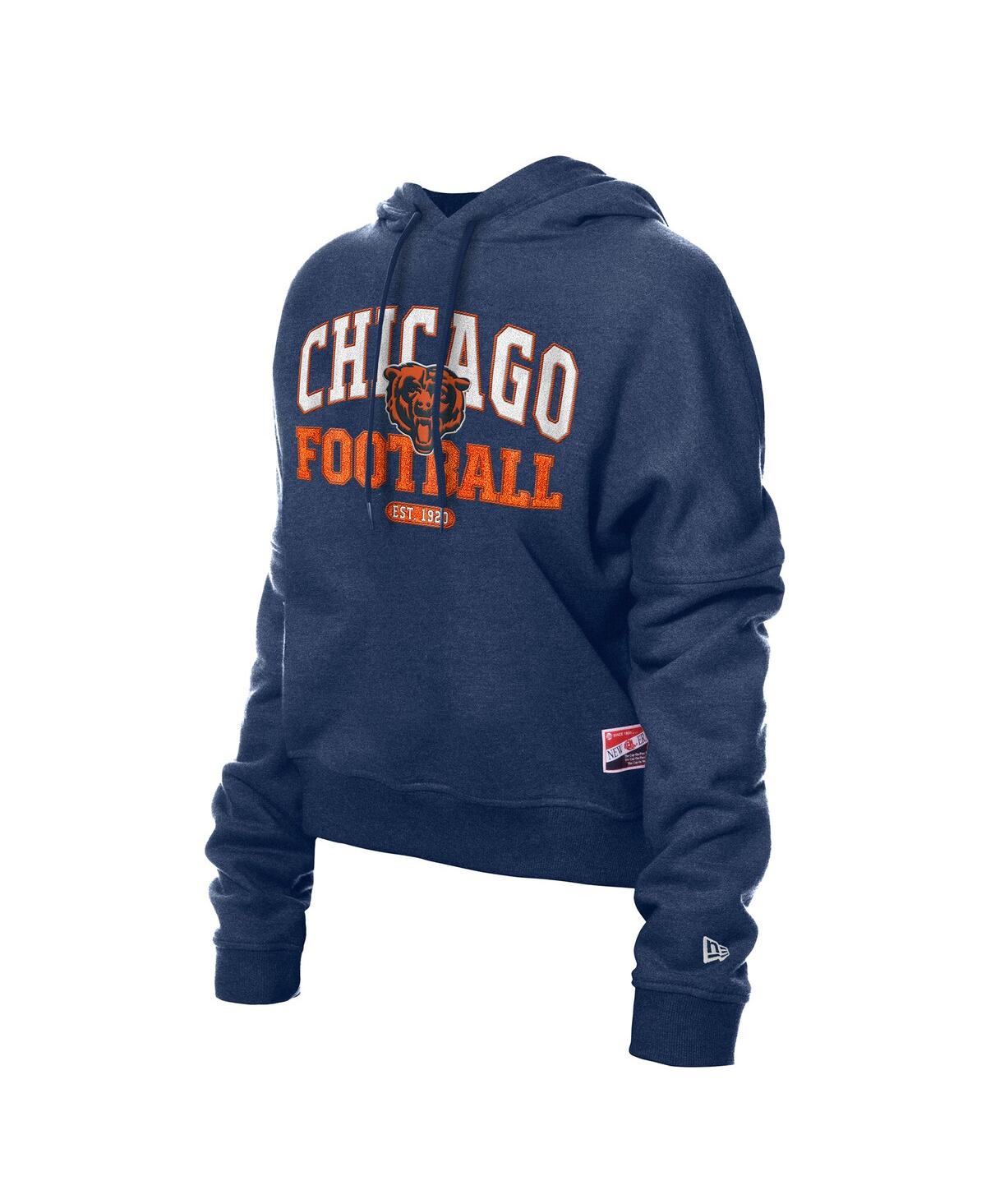 New Era Women's Navy Chicago Bears Throwback Boxy Hoodie Sweatshirt In Blue