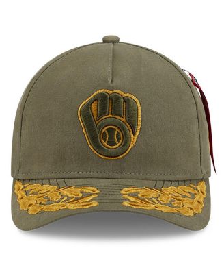 Men's Olive Milwaukee Brewers A-Frame 9FORTY Adjustable Hat