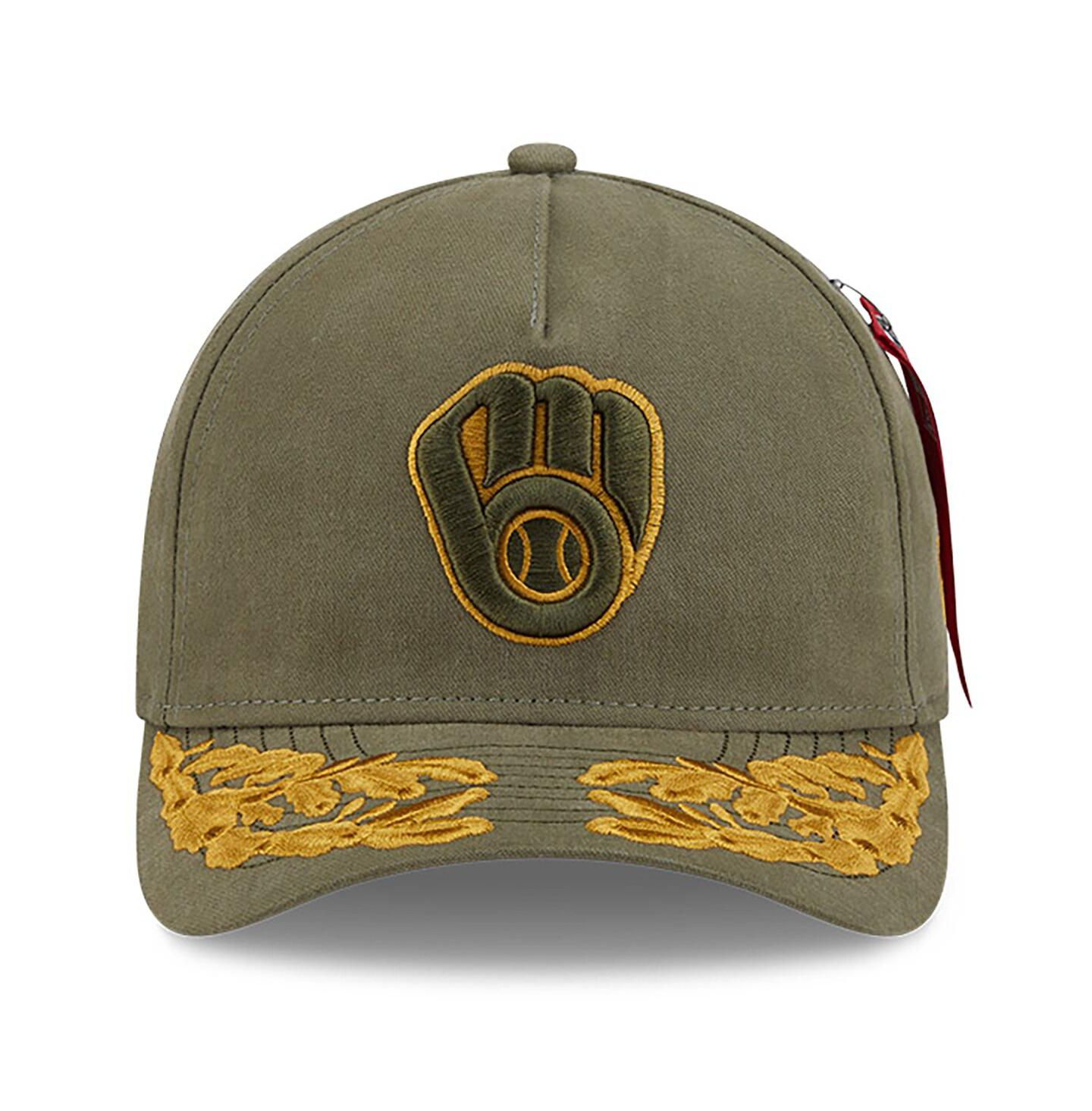 Мужская кепка New Era Olive Milwaukee Brewers A-Frame 9FORTY Adjustable Hat — фото 2