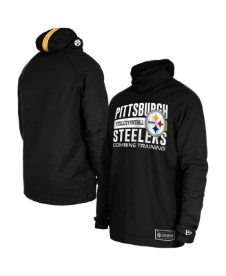 New Era - Men's Black Pittsburgh Steelers Functional Fandom Balaclava Helmet Stripe Tri-Blend Hoodie