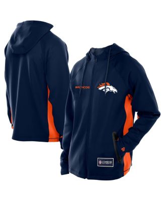 New Era - Men's Navy Denver Broncos Combine Authentic Raglan Scuba Full-Zip Hoodie