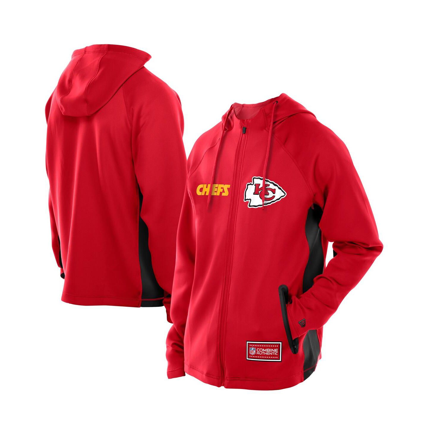 Мужское худи New Era Red Kansas City Chiefs Combine Authentic Raglan Scuba Full-Zip — фото 1