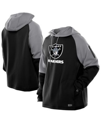 New Era - Men's Black Las Vegas Raiders Combine Authentic Color Block Raglan Pullover Hoodie