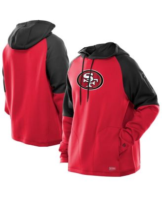 New Era - Men's Scarlet San Francisco 49ers Combine Authentic Color Block Raglan Pullover Hoodie