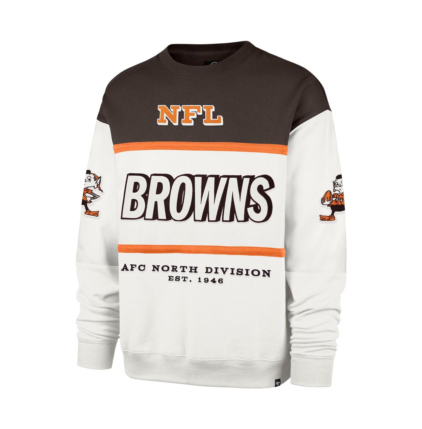 Мужская толстовка '47 Brand White Cleveland Browns Throwback Breeze Maximalist — фото 3